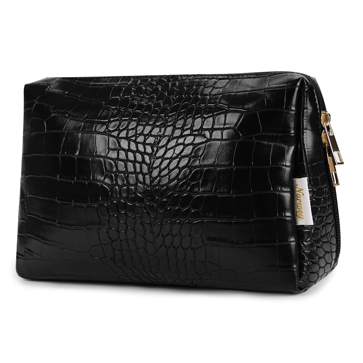 Black croc makeup bag sale