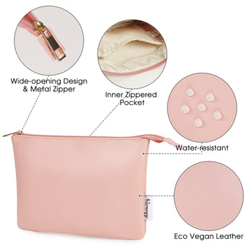 Narwey Large Makeup Bag Purse Vegan Leather Travel Makeup Pouch Cosmetic  Bag Zipper Pouch Bags for Women – narwey