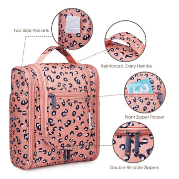  3 Pack Leopard Makeup Bag Travel Toiletry Bag