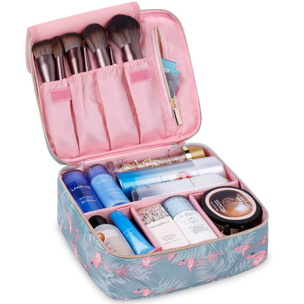 Flamingo Large offers Travel Makeup Case Organizer Cosmetic Bag for Women