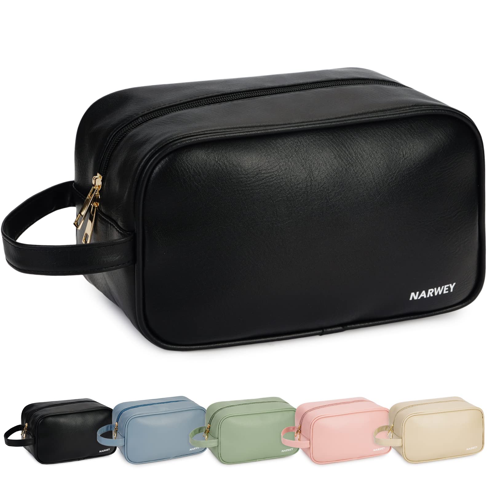 PU Leather Travel Toiletry Bag Dopp Kit narwey