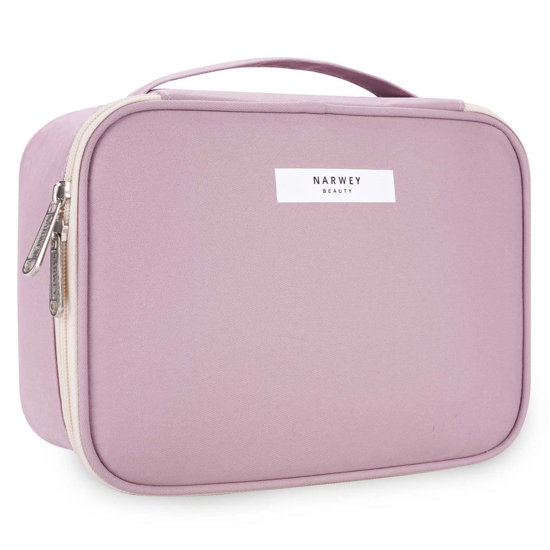 Narwey Travel Makeup Bag Large Cosmetic Bag Make up Case Organizer for  Women (Soft Pink)